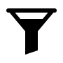 White funnel icon on a black background representing filtration or sorting.