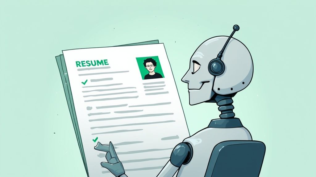 A robotic arm moving a chess piece, symbolizing the strategic interaction with Applicant Tracking Systems.