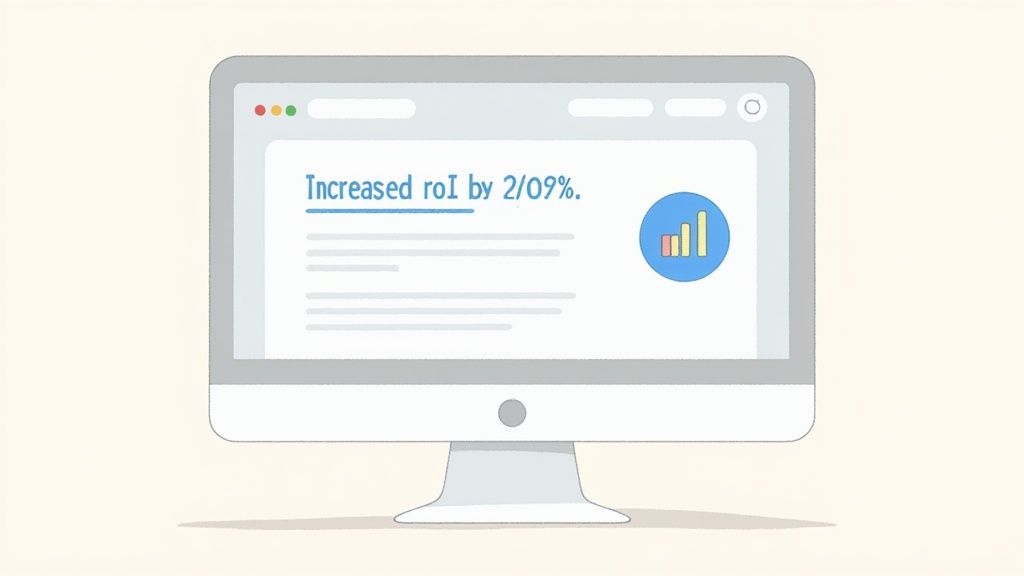 An illustration of a professional sending The Value Proposition Resume Submission Email with key achievements highlighted.