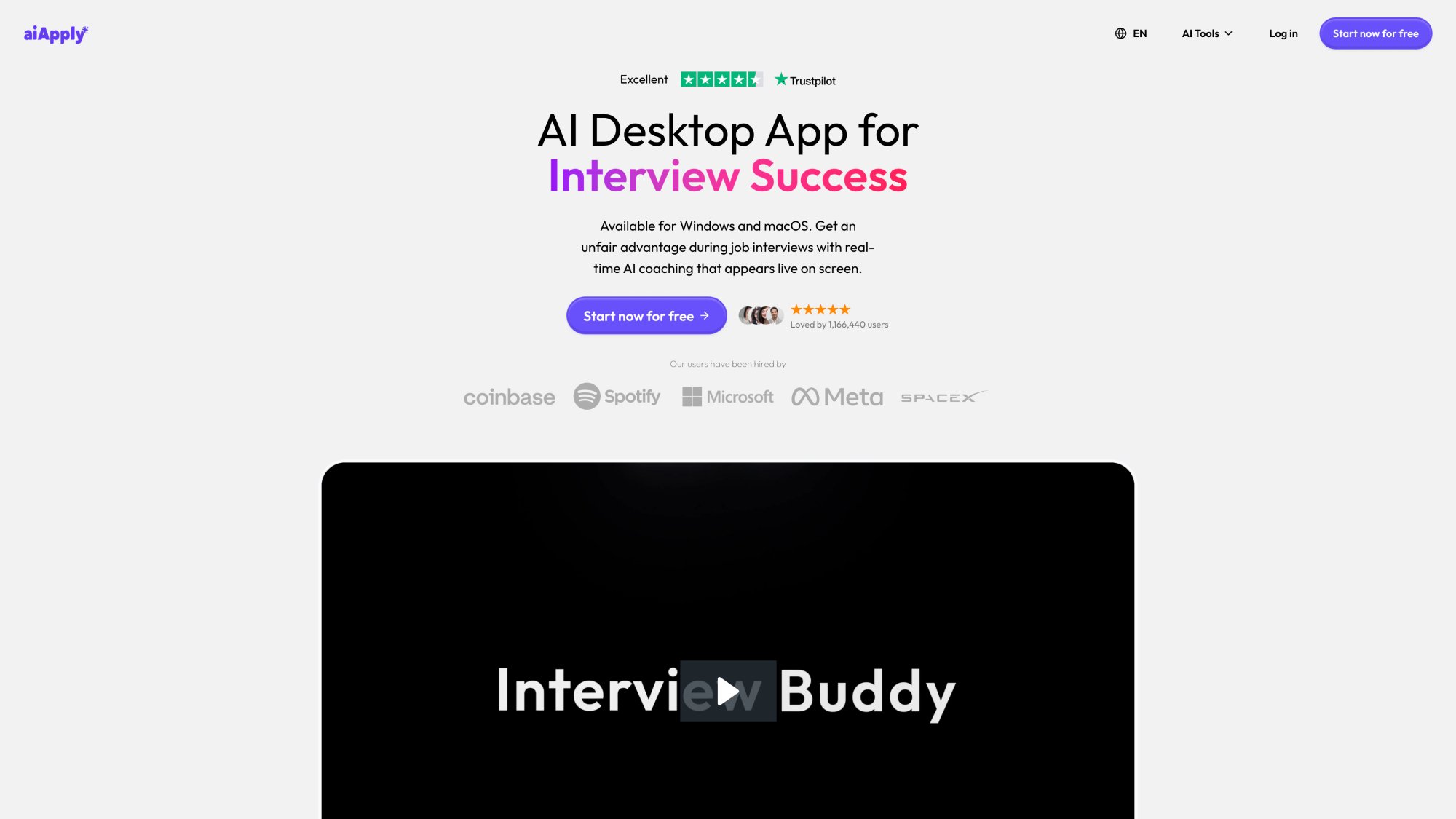 AIApply Interview Buddy showing real-time interview coaching interface