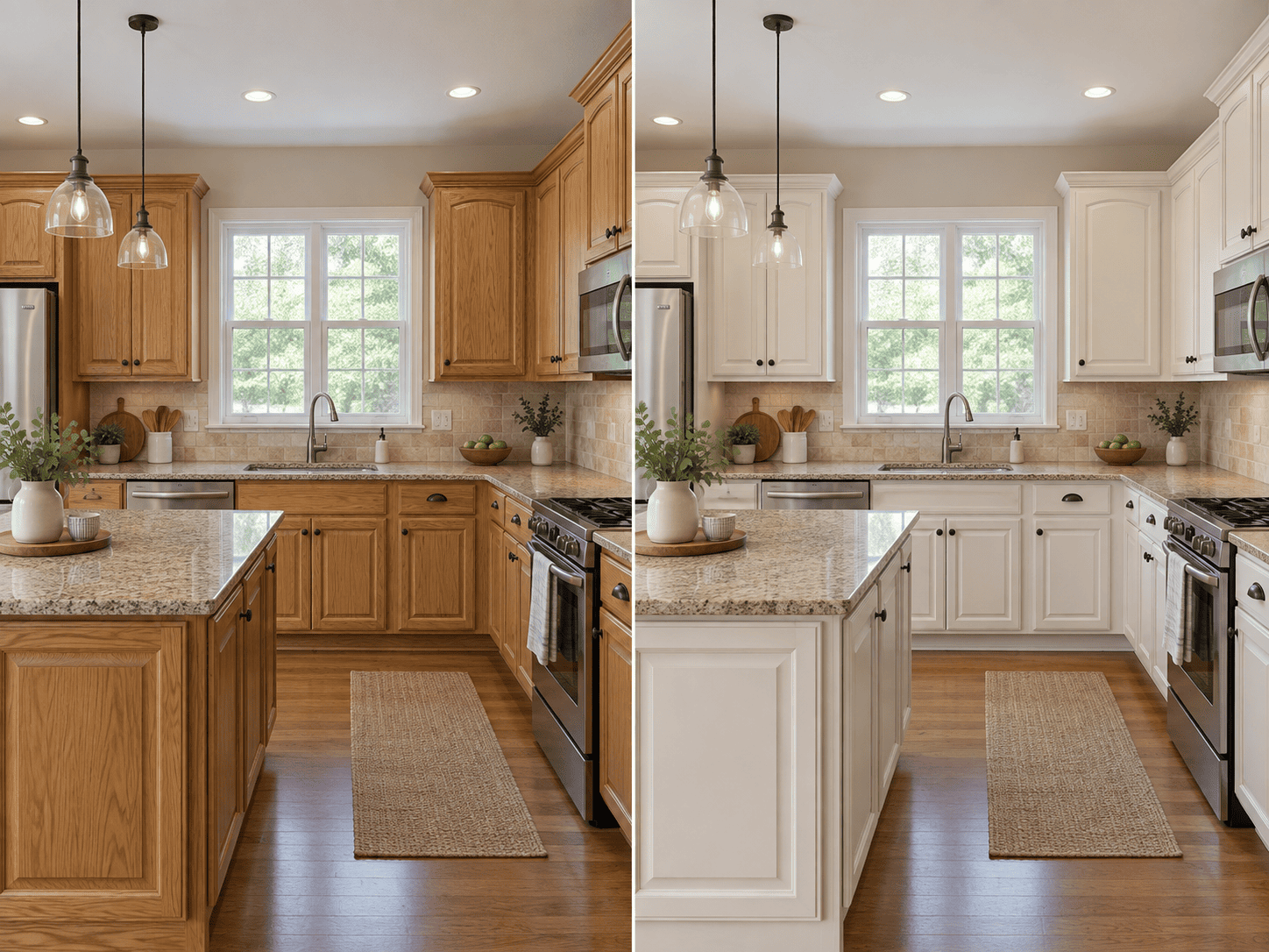kitchen cabinets before and after painting