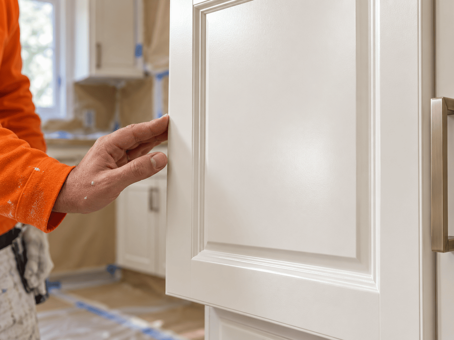 smooth professionally sprayed kitchen cabinet finish