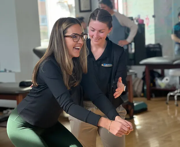 cece working with client exercises - home slider