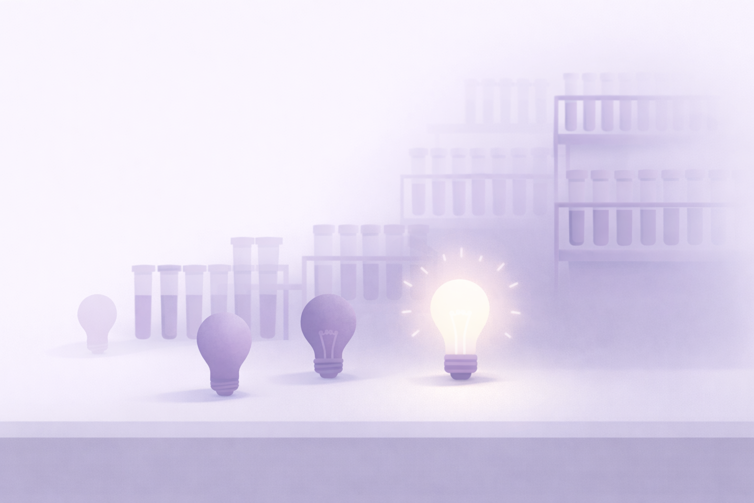 A connected network of researchers and study participants on a lavender background