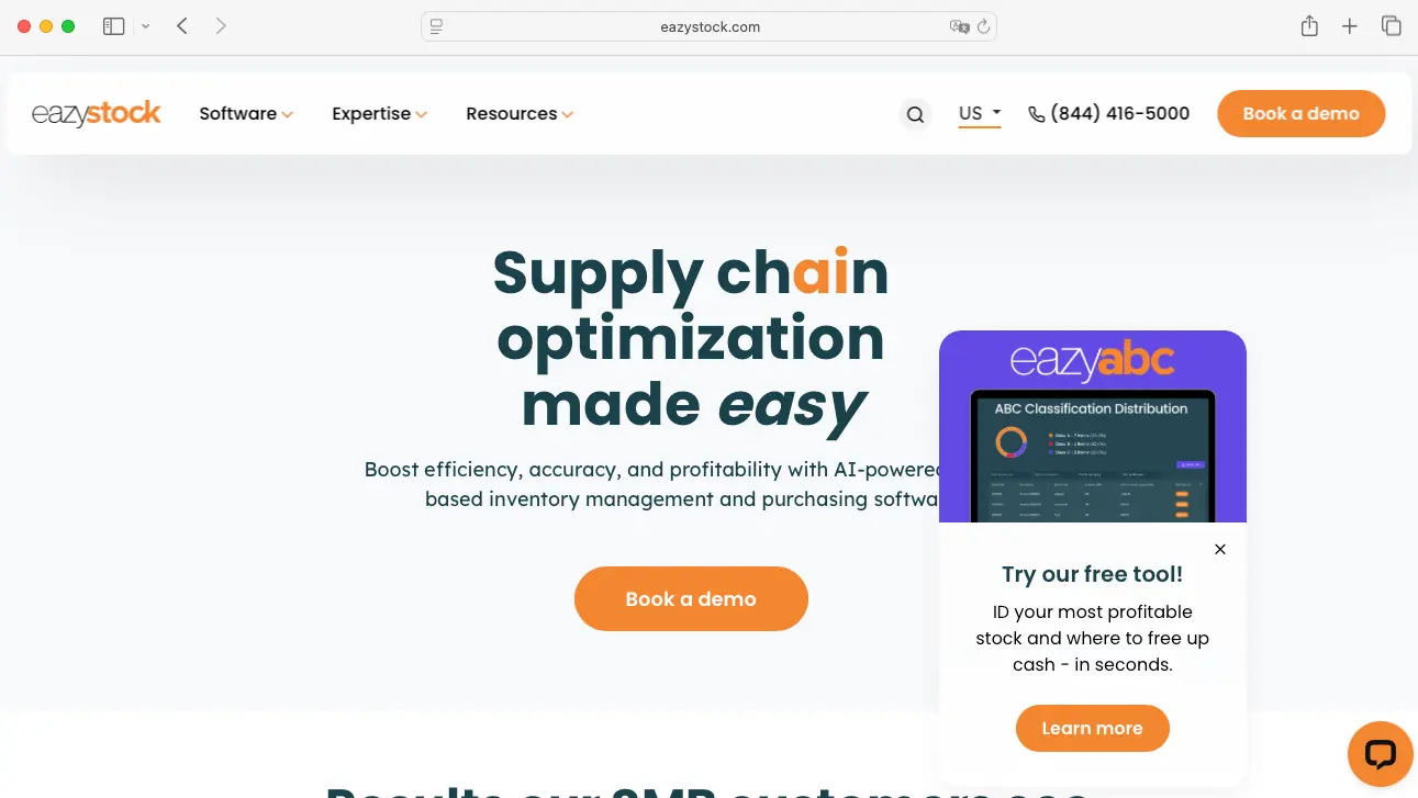 Screenshot van het EazyStock-platform