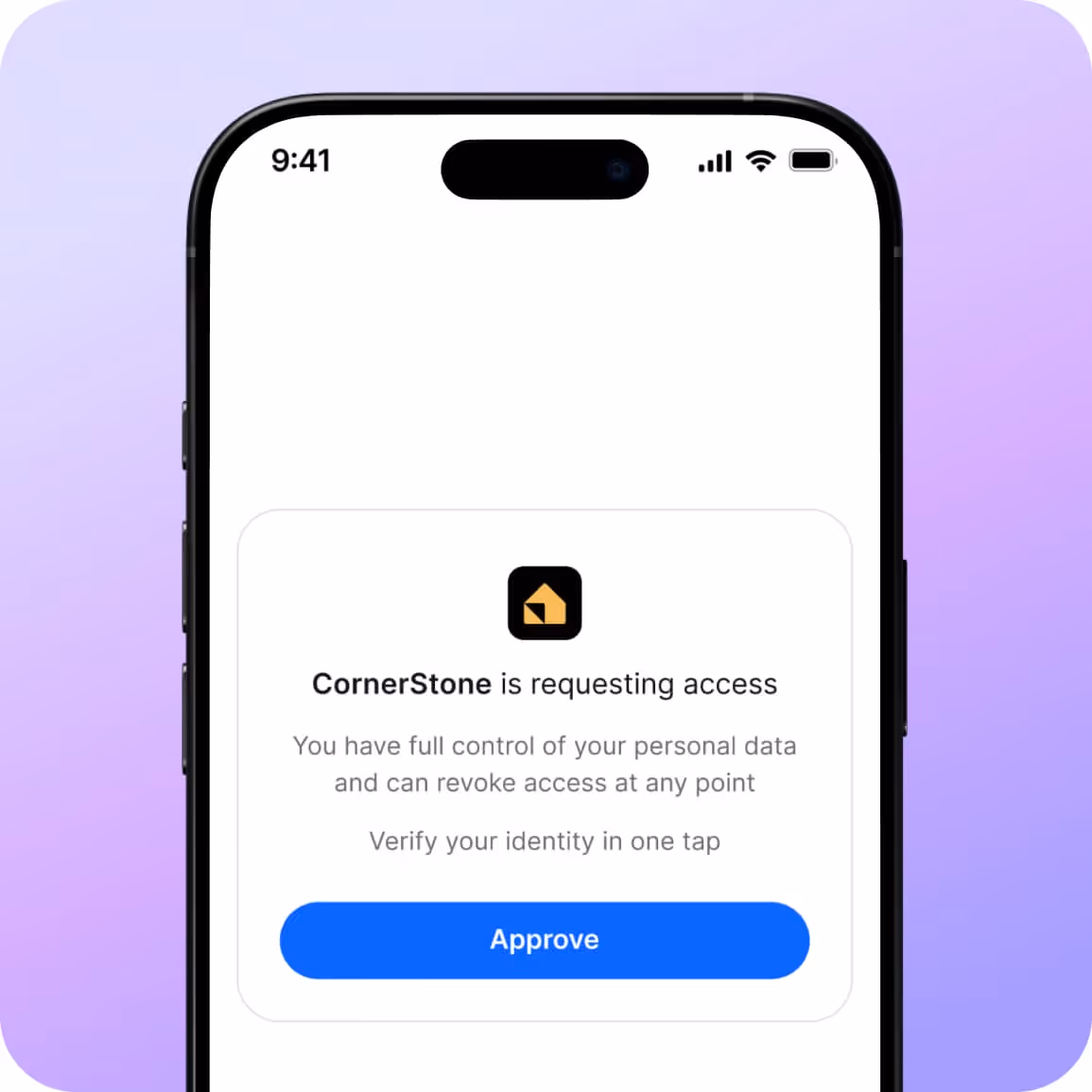 The mockup of Zyphe's one-click KYC.
