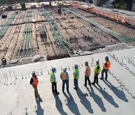 Construction workers getting a quote