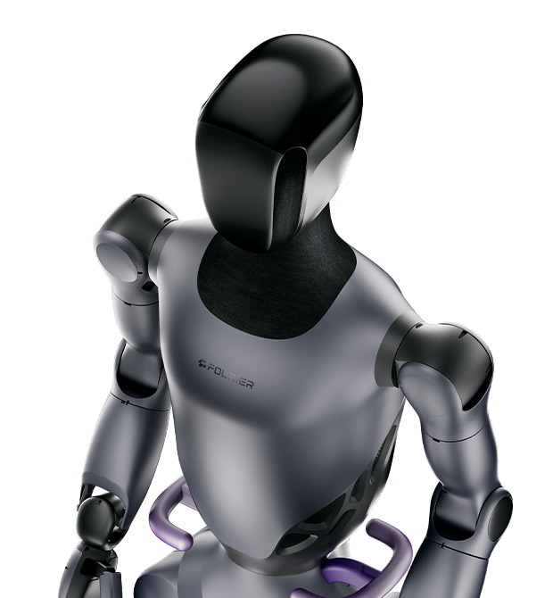 Fourier GR-2 humanoid robot upper body, showing enclosed bodywork and 12-DOF dexterous hands