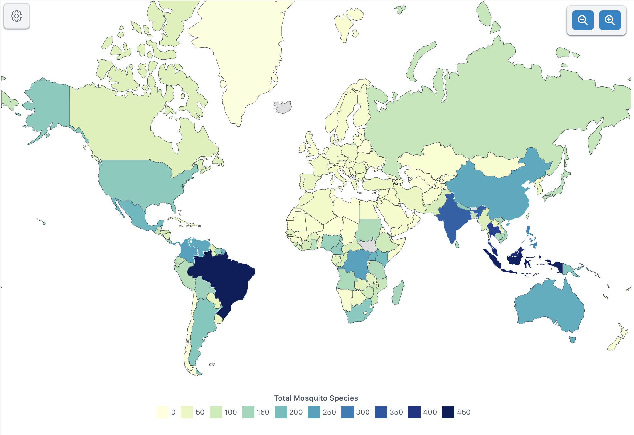 World ap of current mosquito populations