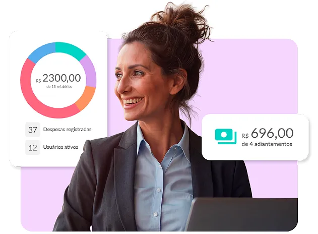 Fluxo de aprovação de despesas na plataforma Espresso, com usuários do time comercial enviando solicitações para o setor financeiro, demonstrando aprovação em tempo real com múltiplos níveis hierárquicos.