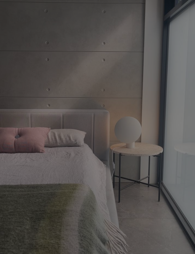 modern minimal bedroom industrial 