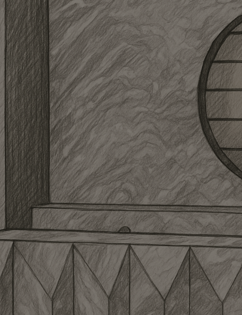 A interior pencil sketch kitchen modern dramatic 