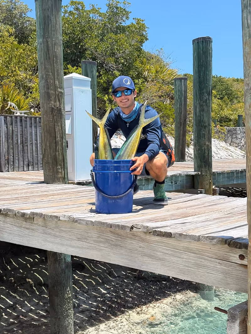 Alessandro Melis with the catch of the day