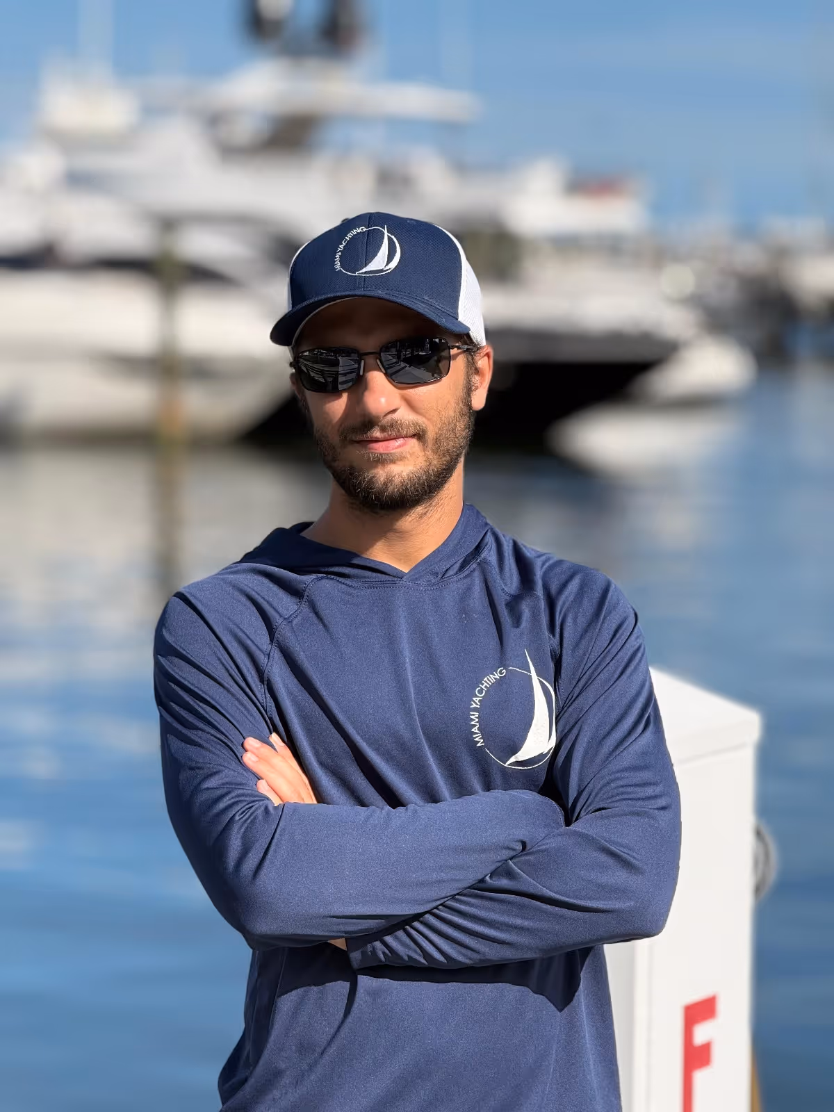 Alejandro Cao on the marina ready to set sail
