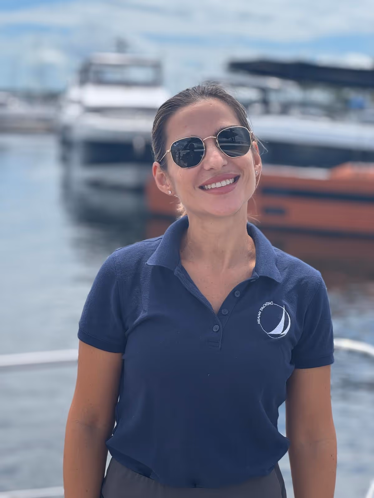 Laura Cruces on the marina ready to set sail