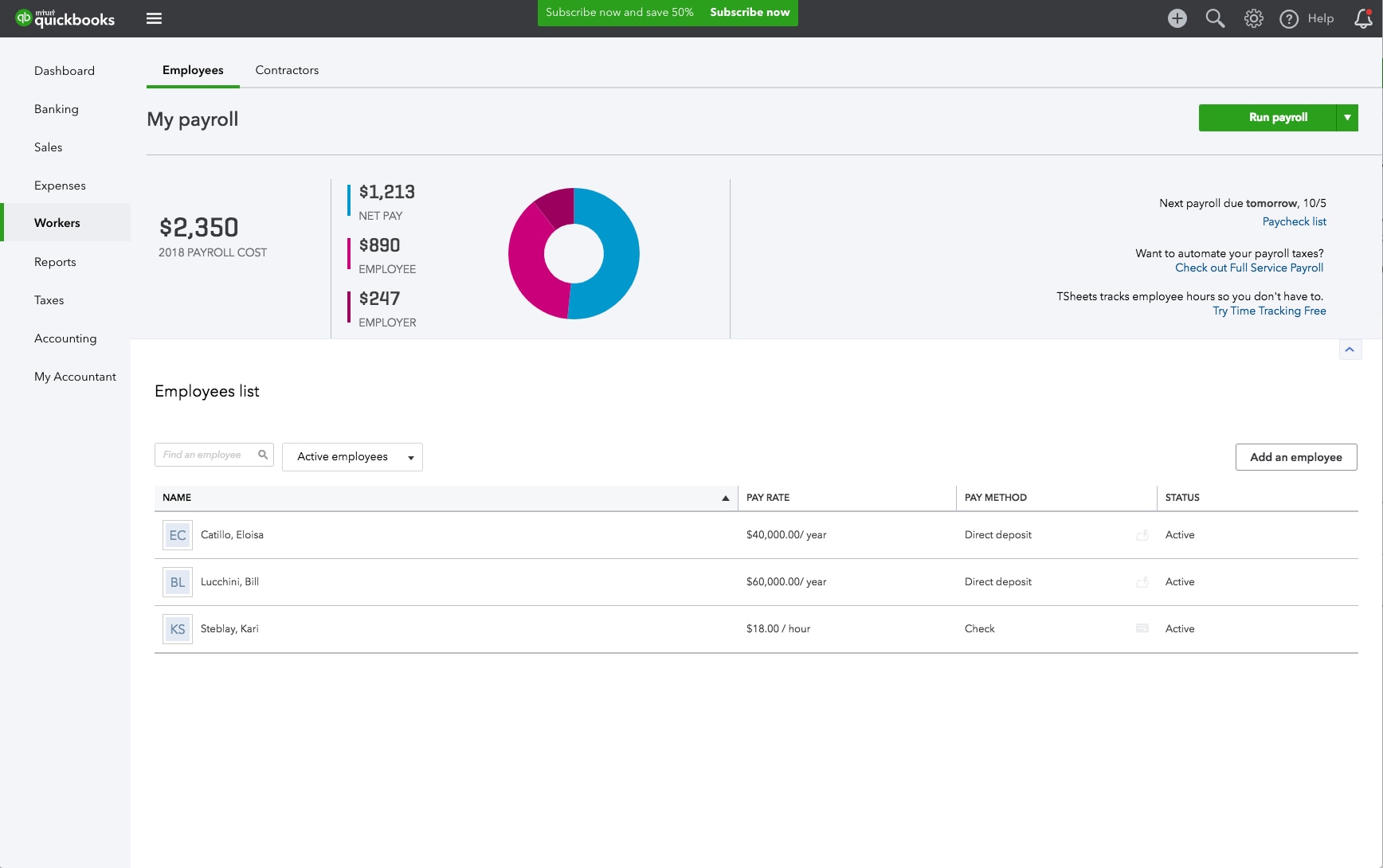 QuickBooks Payroll Screenshot