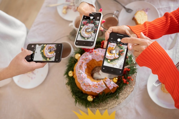 Influencers photographing a meal