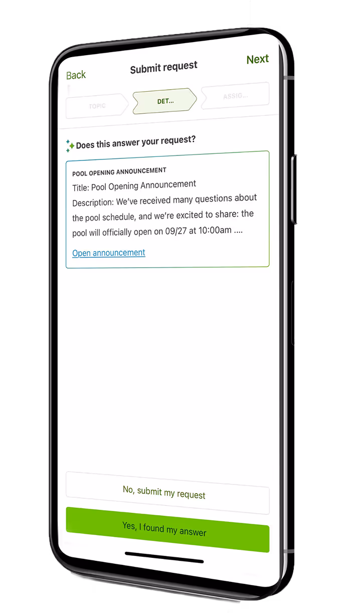phone mock of townsq AI showing a user suggested answer