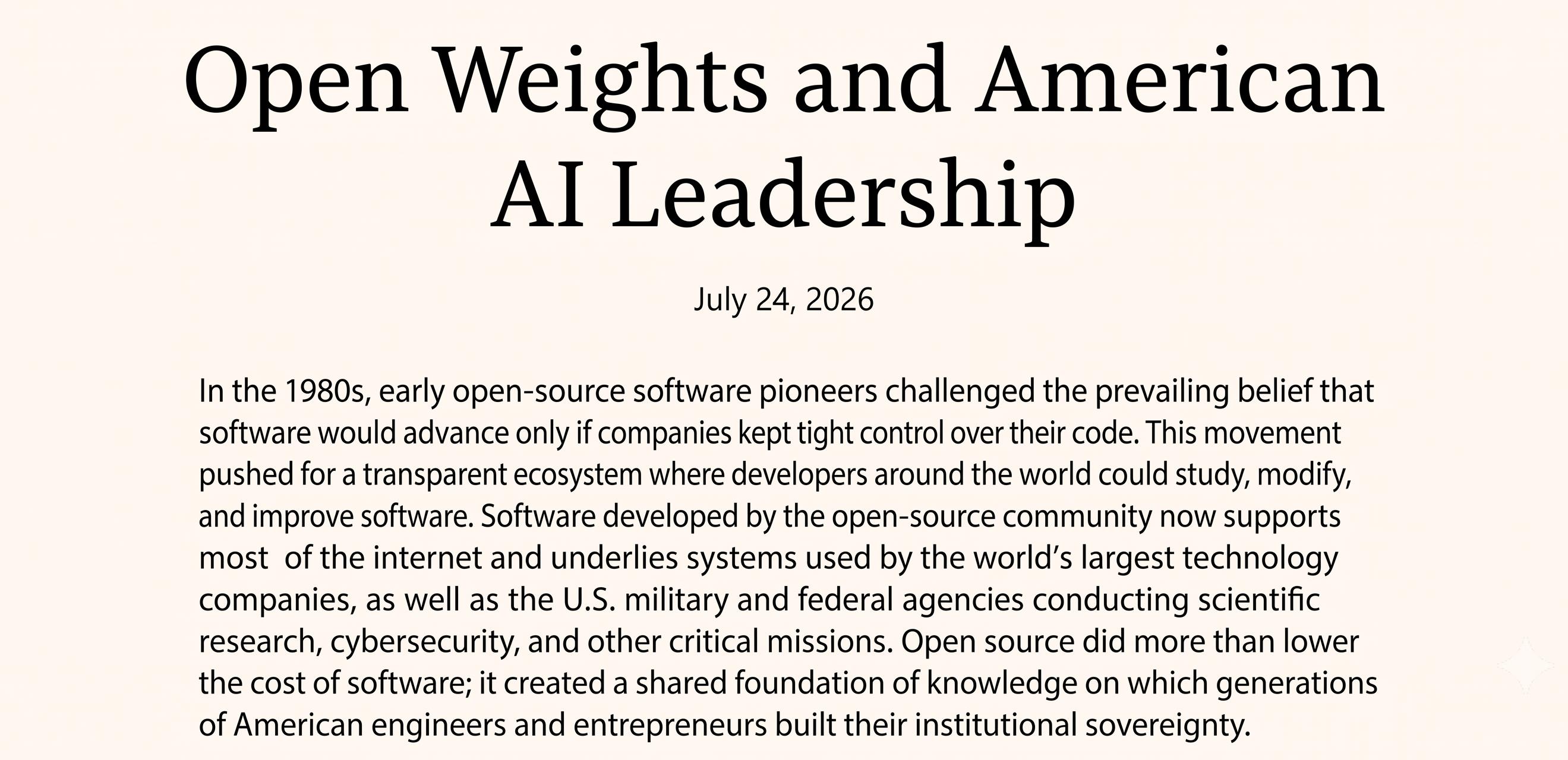 Redblock co-signs the Open Weights and American AI Leadership