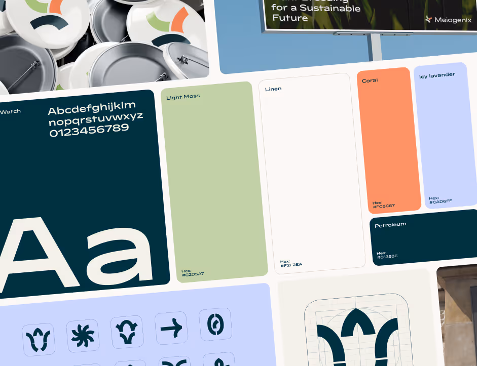 Colorful composition of Meiogenix rebranding 