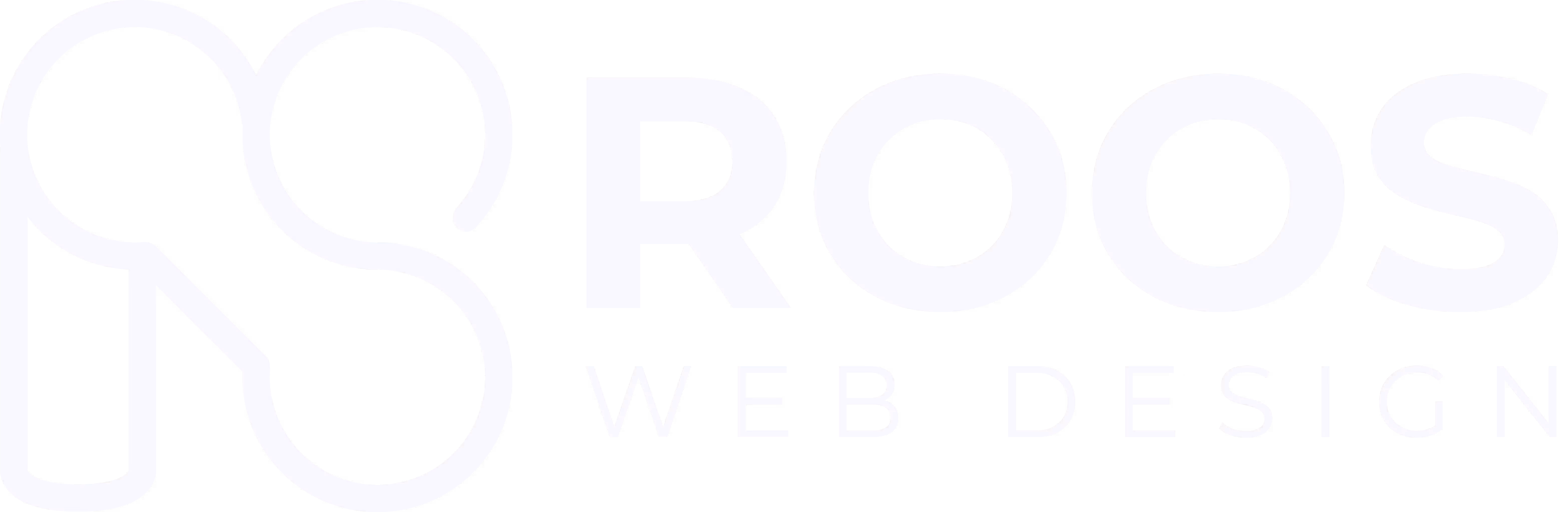 Roos Web Design logo in white on a transparent background.