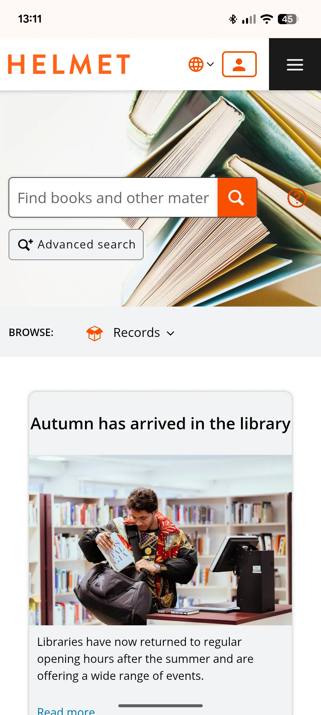 Mobile screenshot of Helmet homepage.