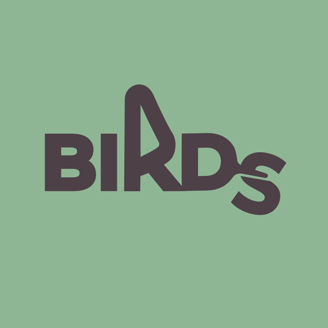 A logo wordmark for Birds Cafe. The R has a wing shape and the S like a worm in D's beak.
