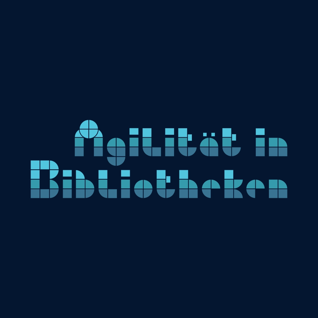 Agilität in Bibliotheken logo wordmark with blocks making up each letter.