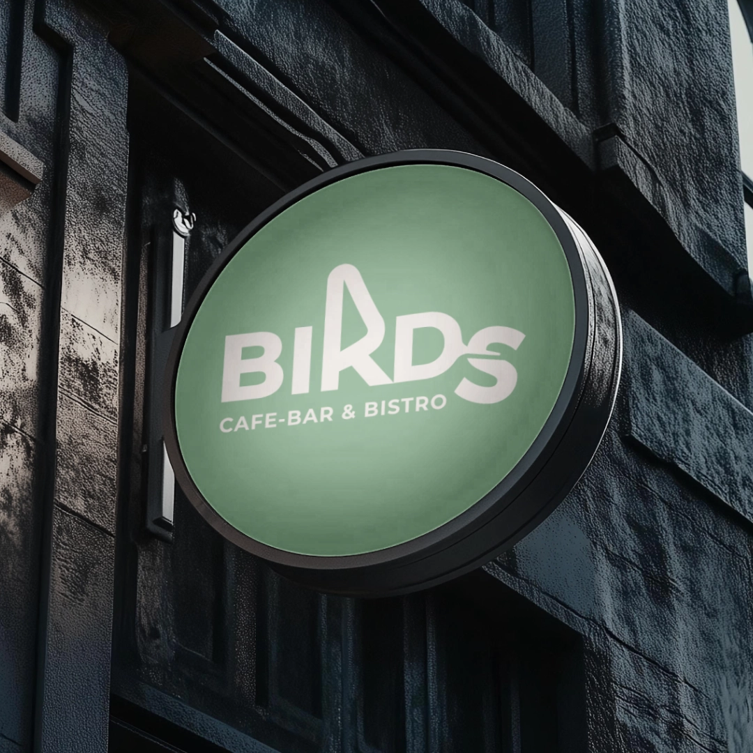 Outdoor sign with the Birds logo on it.