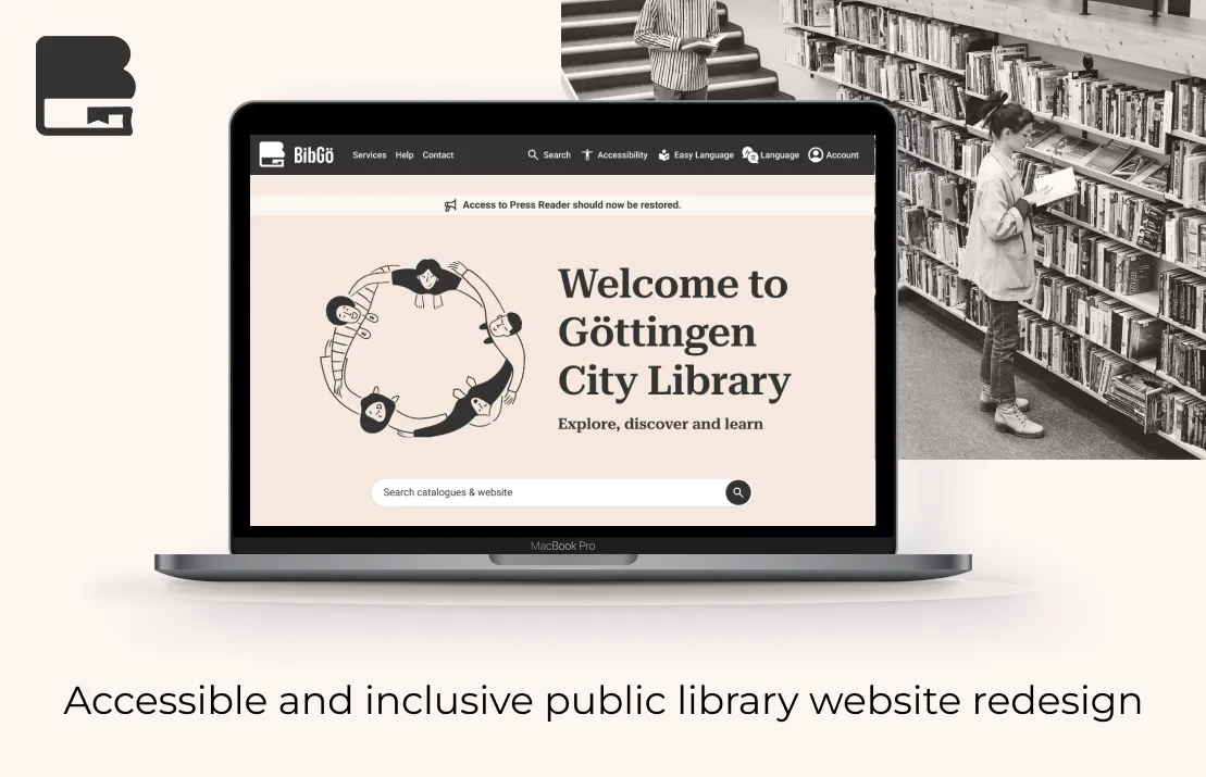 Overview image of the BibGoe project; A website redesign project for Göttingen public library.