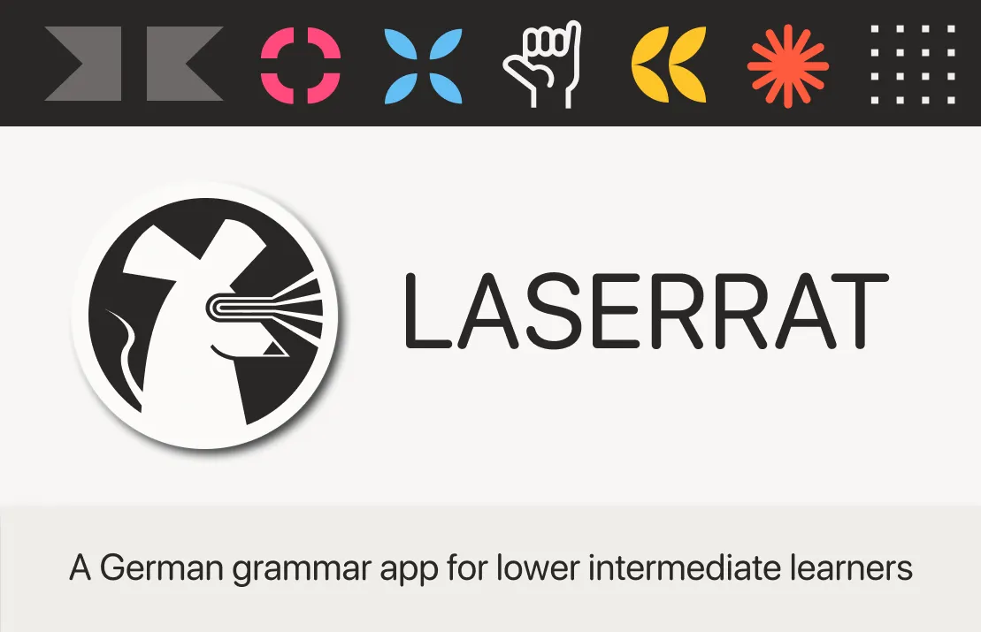 Overview image of the LASERRAT project; A German grammar app for lower intermediate learners.