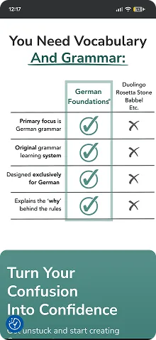 Screenshot of Learn with Laura website showing popular learning apps that don't teach grammar rules.
