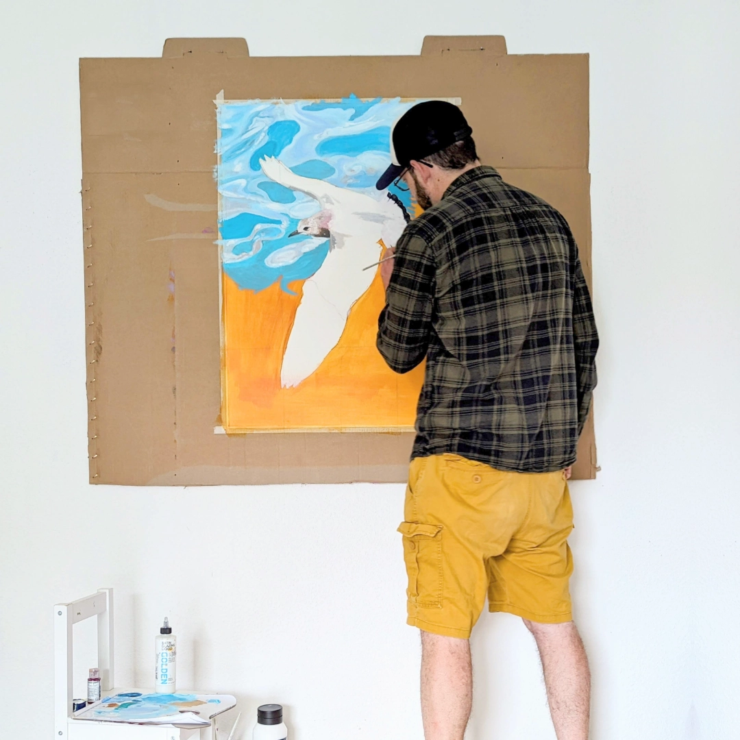 Craig painting 'Gull' acrylic painting.