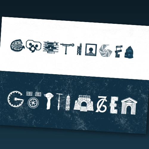Postcard displaying the Göttingen landmarks illustrated logo.