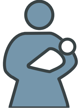 Abstract human figure with baby in arms.