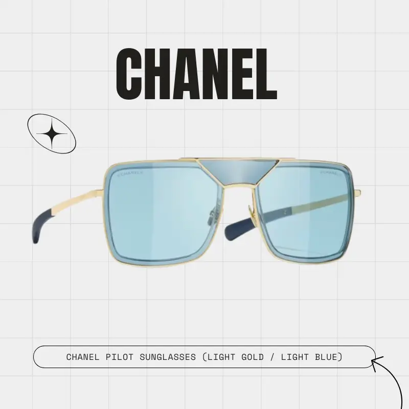 Chanel Pilot Sunglasses (Light Gold / Light Blue)