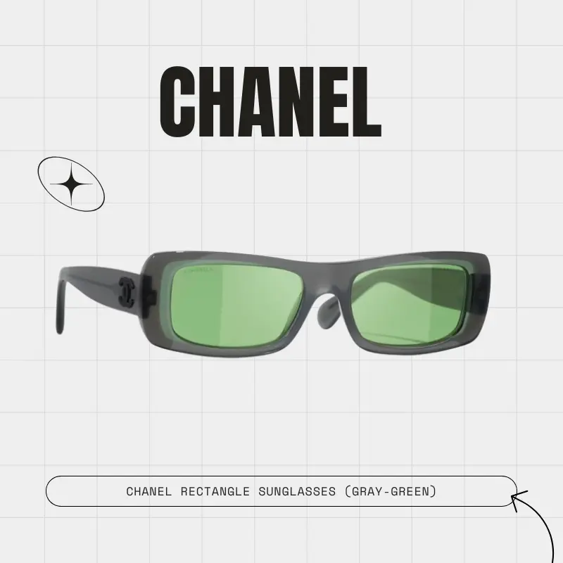 Chanel Rectangle Sunglasses (Gray-Green)
