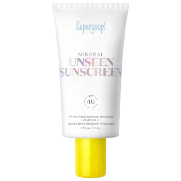 Supergoop Mineral Unseen Sunscreen SPF 40 invisible mineral face sunscreen and makeup primer
