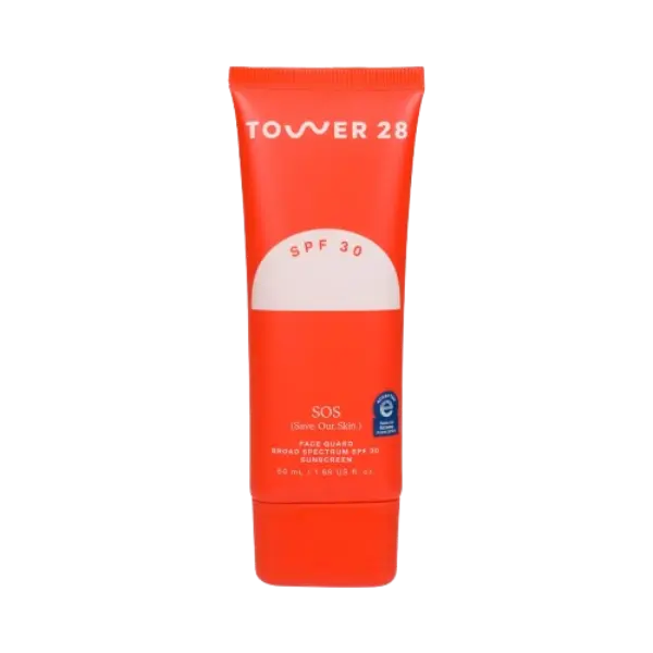 Tower 28 SOS FaceGuard SPF 30 non-nano zinc oxide mineral sunscreen for eczema, rosacea, and sensitive skin