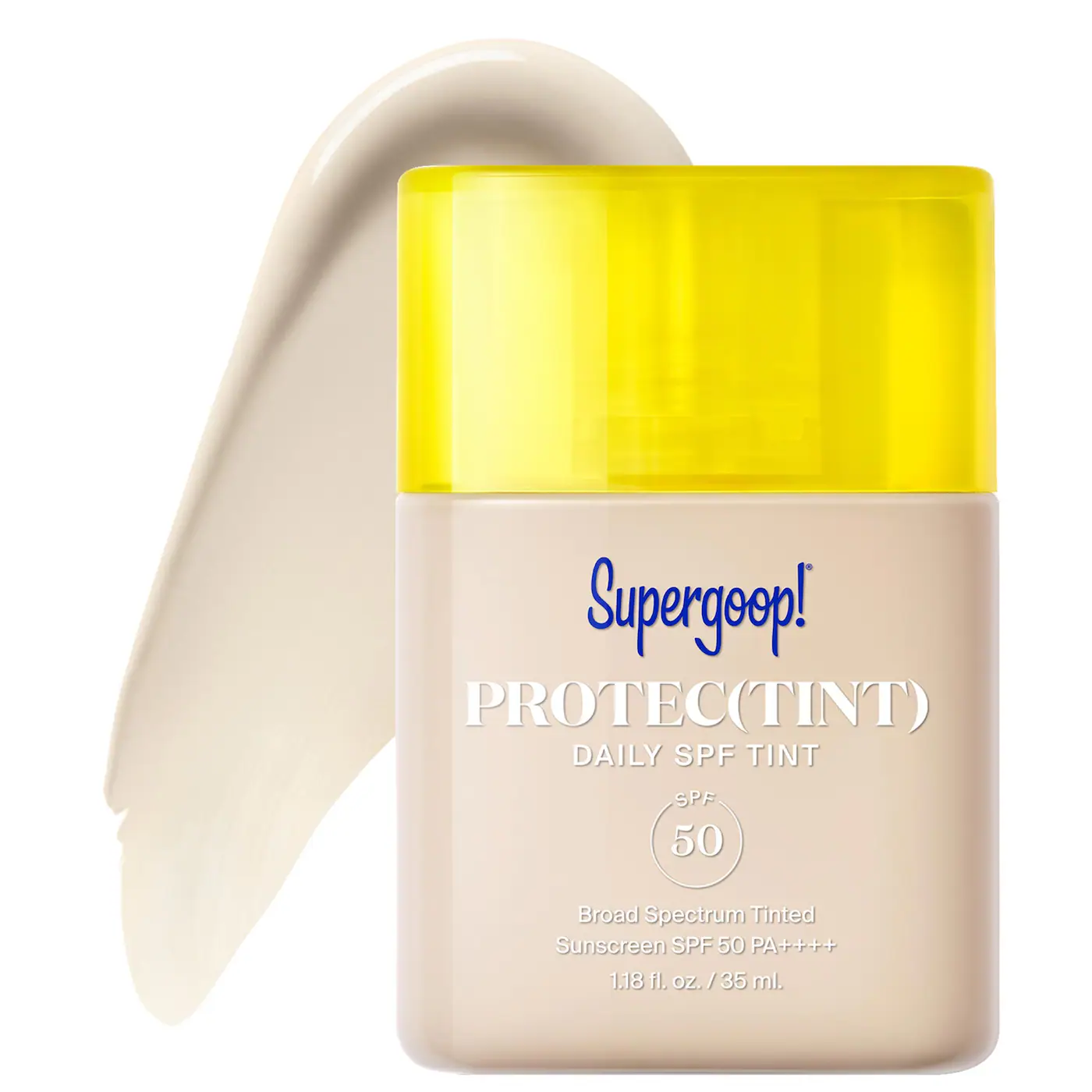 Supergoop Protec(tint) Daily Skin Tint SPF 50 lightweight hybrid tinted sunscreen for face with 14-shade range and natural skin-like finish