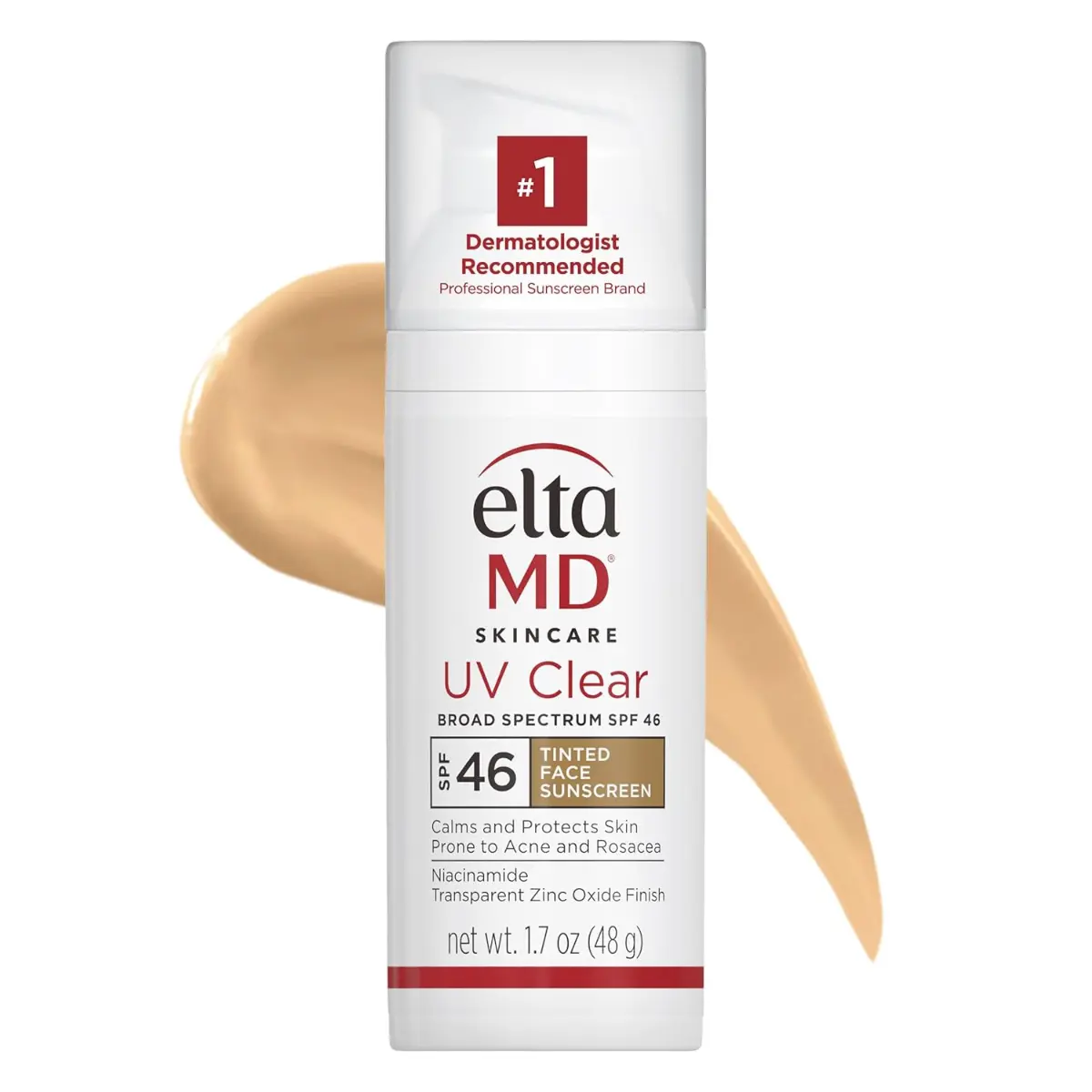 EltaMD UV Clear Tinted Broad-Spectrum SPF 46 facial sunscreen for sensitive and acne-prone skin with niacinamide and sheer natural coverage
