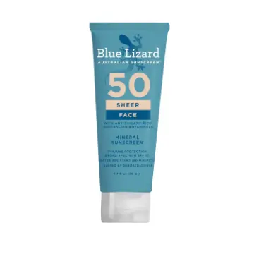 Blue Lizard Sensitive Mineral Sunscreen SPF 50+ for eczema and reactive skin, zinc oxide and titanium dioxide formula.