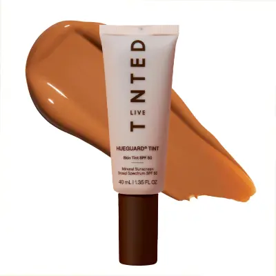 Live Tinted Hueguard Skin Tint SPF 50 bottle – mineral tinted sunscreen with buildable coverage for melanin‑rich skin