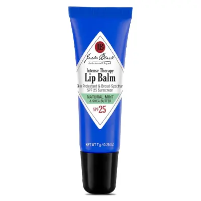 Jack Black Intense Therapy Natural Mint Lip Balm SPF 25 in sleek tube packaging on white background