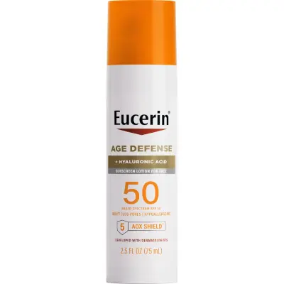 Eucerin Age Defense SPF 50 face moisturizer with hyaluronic acid and antioxidant 5 AOX Shield