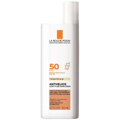 La Roche-Posay Anthelios Mineral Tinted Sunscreen SPF 50 in multiple shades for melasma and diverse skin tones, mineral visible light protection