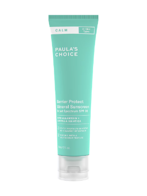 Paula’s Choice CALM Barrier Protect SPF 30 mineral sunscreen for rosacea-prone and eczema-prone sensitive skin.