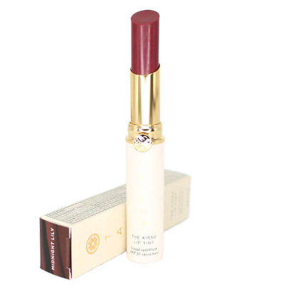 Tatcha The Kissu Lip Tint SPF 25 hybrid lip sunscreen with Japanese botanicals in buildable color on white background