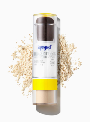 supergoop resetting 100 percent mineral powder sunscreen spf 35 translucent setting powder brush