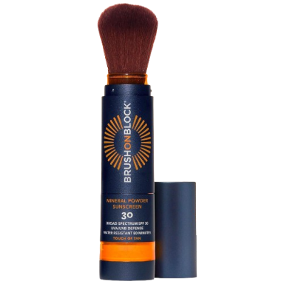 brush on block mineral powder sunscreen spf 30 refillable brush for easy sun protection touch ups